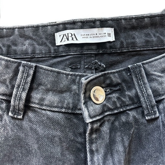 Zara TRF Mid Rise Wide Leg Jeans Black washed US 8 - Picture 6 of 12